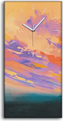 Produktbild von Küche Wohnzimmer Wand Leinwand Uhr Quarz 30x60 bunte Menschen Himmel Wolken - weiße Hände