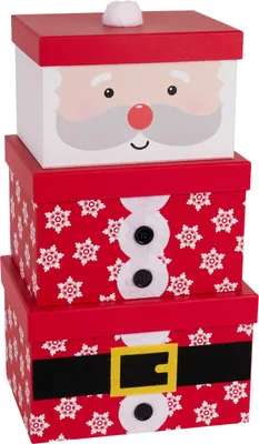 Obrázek produktu pro Sada tří vánočních dárkových krabiček Santa, rozměr 24,5 cm, značka H&L