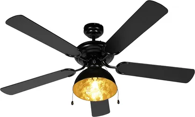 Produktbild von QAZQA - Industrie I Vintage I Deckenventilator mit beleuchtung schwarz mit Beige 130cm mit Zugkordel - Mistral Magna I Wohnzimmer I Schlafzimmer - Stahl Rund - LED geeignet E27