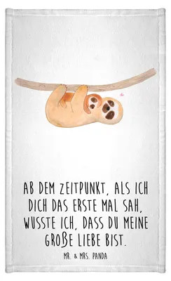 Produktbild von Mr. & Mrs. Panda Handtuch Faultier Kind - Weiß - Geschenk, Mini-Handtuch, Mutter, frottierhandtuch, gäste wc, Mama, Liebe, baumwolle, Gästehandtuch 30x50, Kinder