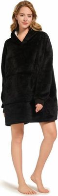 Deckenpullover Pullover Decke Kuscheldecke Oversize Unisex Schwarz