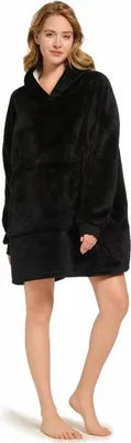 Produktbild von Deckenpullover Pullover Decke Kuscheldecke Oversize Unisex Schwarz