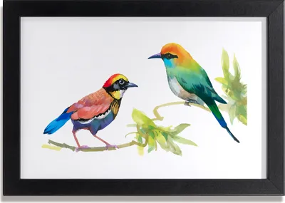 Produktbild von Bild 30x20 MDF-Rahmen, Wandkunst exotische Vögel