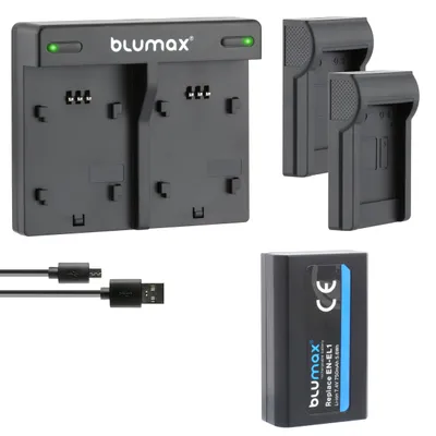 Produktbild von 1x Akku + Lader für Nikon EN-EL1 NP-800 Coolpix 4500, Coolpix 4800 750 mAh