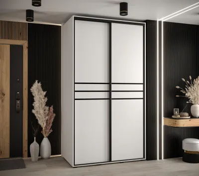 Obrázok produktu pre Šatníková skriňa YVONA 10 - 130/60 cm, biela / čierna