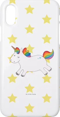 Produktbild von Mr. & Mrs. Panda Iphone 10 Handyhülle Einhorn Happy - Weiß - Geschenk, glücklich, Unicorn, Handy, Freude, Hülle, Lächeln, Cover, X, Einhörner, Spaß