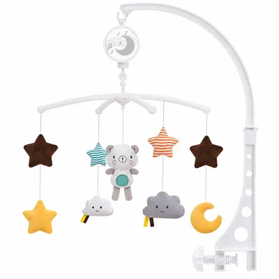 Produktbild von Baby Mobile mit Spieluhr für Kinderbett – Musikmobile mit Teddy, Sternen, Mond & Wolken – Bettmobile für Babys ca. 49 × 42 cm, KI-generiertes Bild