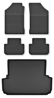 Image de Tapis en caoutchouc + bac de coffre pour Volvo 940 1991-1998 (break) – 5 pièces, noirs, semi-universel, adapté