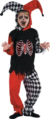 Immagine prodotto di Spaventoso costume da arlecchino sanguinante per bambino rosso-nero-bianco - 122/134 (7-9)