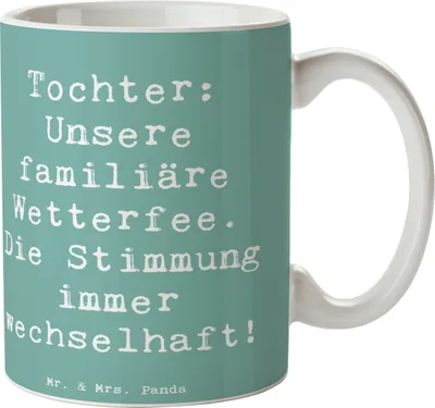 Produktbild von Mr. & Mrs. Panda Kaffeetasse Spruch Tochter Wetterfee - Meeresbrise - Geschenk, Tasse, Jubiläen, Familie, Handarbeit, Teenager, Kaffeebecher, Freude, Einfallsreichtum