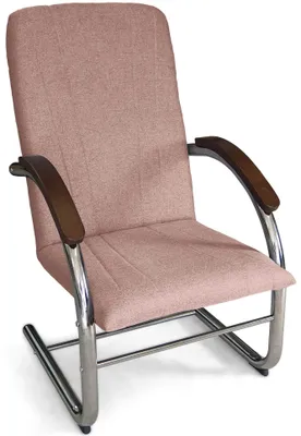 Produktbild von ANMIL Polstersessel FINKA in Rosa auf Metallgestell 62 x 70 x 107 cm– Moderner Komfortsessel mit Holzarmlehnen