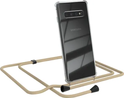 Produktbild von EAZY CASE Handykette kompatibel mit Samsung Galaxy S10, Handyhülle mit Umhängeband, Handykordel, Schutzhülle Clear, Band in Blau