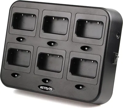 Produktbild von Retevis RT24 RT28 RT24V RT21 Walkie Talkie 6-Wege-Ladegerät Funkgerät Multi-Ladegerät Walkie Talkie Ladegerät Kann 6 Funkgeräte oder 6 Batterieladegeräte (Schwarz)