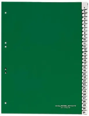 Produktbild von Register A4 blanko 31-teilig grün Packung mit 10 Stück