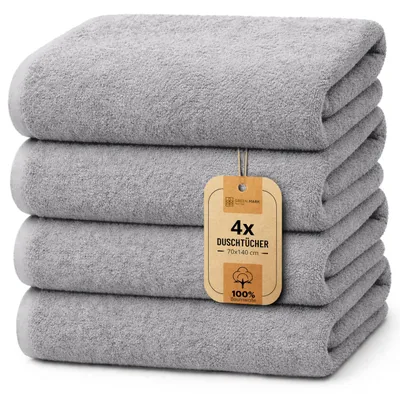 Produktbild von NatureMark 4er Duschtuch-Set – weiche und saugfähige Duschtücher aus 100% Baumwo