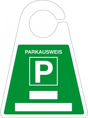 Produktbild von Parkausweis mit Parkplatzzeichen, zum Beschriften, grün, Kunststoff, 120x165m...