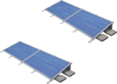 Produktbild von PV Photovoltaik Halterung Set für 4 Module Flachdach Befestigung 15° Aufstellungswinkel