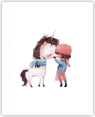 Produktbild von Poster - Poster ohne Rahmen - Einhorn Mädchen Kinder - 40x50 cm - Wand Bild - Wanddeko - Wandbilder - Kunstposter - Wandposter - Bilder - Kunstdruck - Wanddekoration - Wandbild - P2XPA40x50-4733