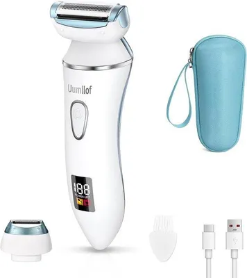 Obrázek produktu pro Elektrický dámský holicí strojek 2 v 1 – holicí strojek na intimní partie, přesný zastřihávač bikin, holicí strojek pro mokré i suché holení, vodotěsný (IPX7), nabíjecí