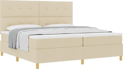 Zdjęcie produktu dla Łóżko sprężynowe z materacem Kremowy 200 x 200 cm tkanina