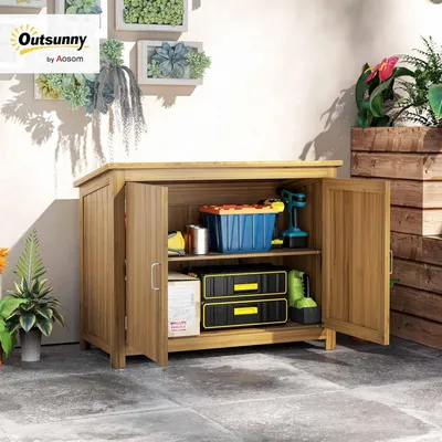 Image de Armoire à outils - Coffre de jardin - Abri de jardin - Armoire de rangement - Armoire en bois - Compact - Bois de pin résistant aux intempéries