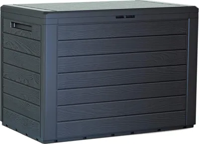 Produktbild von Famanu Aufbewahrungsbox 190 Liter in Holzoptik - Wetterfeste Kunststoff Gartenkiste