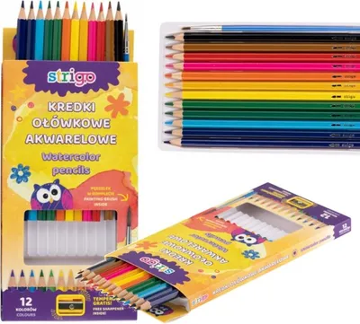 Produktbild von Strigo SSC112 Aquarellstifte, 12 Farben + Spitzer + Pinsel