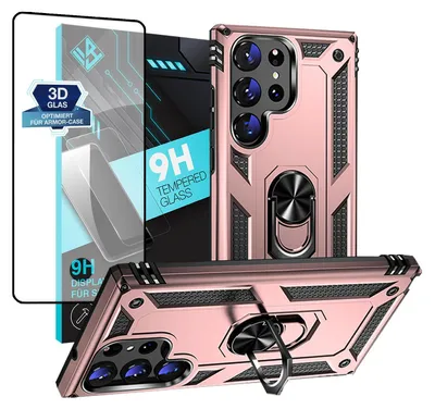 Produktbild von Armor Outdoor Handyhülle für Samsung Galaxy S23 Ultra Handy Panzer Case Schutzhülle mit 9H Displayglas Displayschutz Farbe: Rosegold