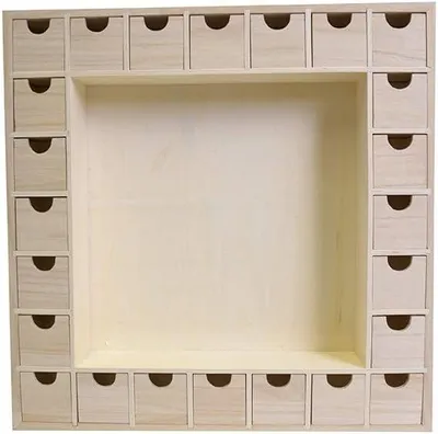 Image de Calendrier de l'Avent en bois, forme carrée - Bois - Beige - 39 x 39-5 x 6-5 cm