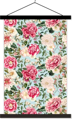 Produktbild von MuchoWow® Textilposter Blumen - Farben - Muster 40x60 cm mit schwarzem Rahmen - Wanddekorationen