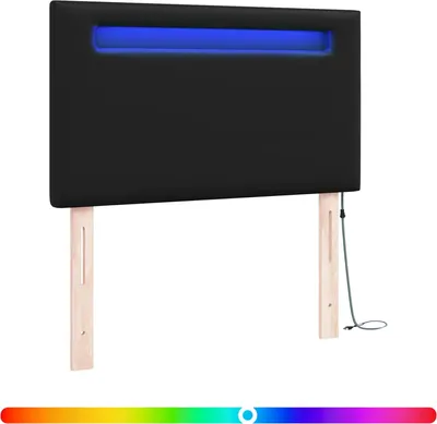 Produktbild von vidaXL LED Kopfteil Schwarz 90 cm Kunstleder