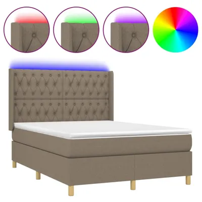Produktbild von vidaXL Boxspringbett mit Matratze & LED Taupe 140x200 cm Stoff