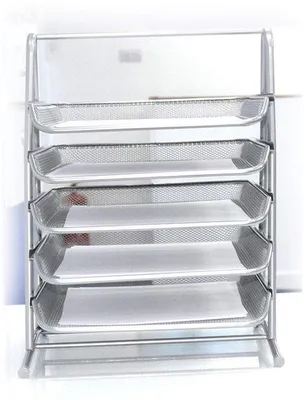 Image de Tiroir de bureau A4 à 5 compartiments, noir/argent, organiseur de documents