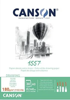 Immagine prodotto di CANSON C204127415 Blocco carta da disegno CANSON 1557, DIN A3, 180 g/m², 30 fogli