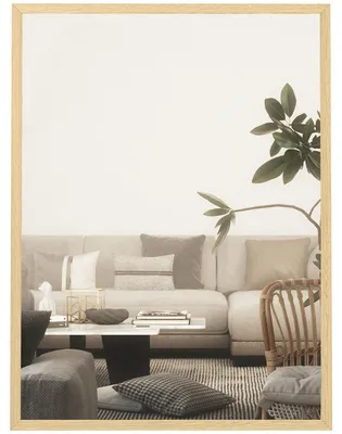 Image de Miroir mural rectangulaire 80 x 60 cm, cadre en bois naturel, idšŠal pour la salle de bain, salon ou chambre