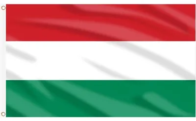 Productafbeelding van Hongaarse vlag, 90 x 150 cm, met koperen oogjes, gemaakt van duurzaam polyester, met heldere kleuren