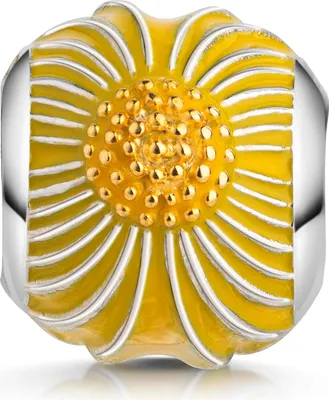 Produktbild von MATERIA by Matthias Wagner Bead Anhänger Gänseblümchen 925 Silber rhodiniert emailliert vergoldet 1693