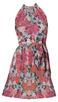 Produktbild von VILA Legeres Blusenkleid mit Bindegürtel Plissiertes Neckholder Dress Größe: 40