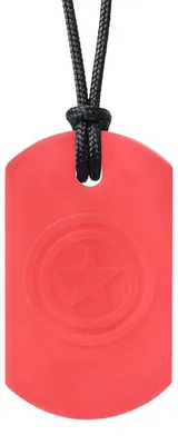 Produktbild von ARK Therapeutic Beißschmuck Kaukette rot XXT für Kinder Brede, stervormige kauwketting voor stevige kauwers, met een zijde ster en een gladde zijde.