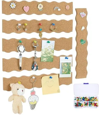 Zdjęcie produktu dla Paski korkowe, 6 sztuk - Samoprzylepne panele izolacyjne z korka - Do użytku na biurkach, tablicach korkowych - Lekkie - Przyjazne dla środowiska - Trwałe