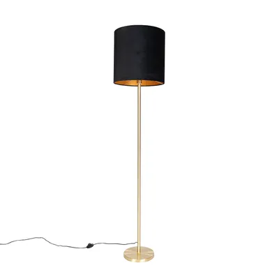Produktbild von Klassische Stehlampe Messing mit Schwarzem Schirm 40 cm Simplo