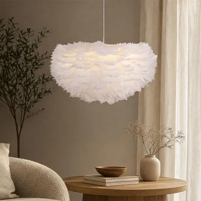 Produktbild von Milton & Oldbrook Feder Hängelampe Ø 60 cm Zilina Weiß