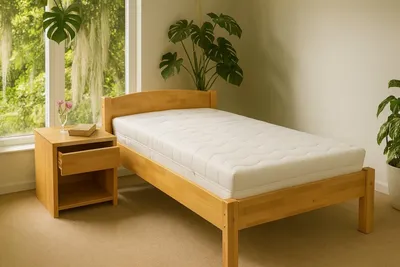 Produktbild von Einzelbett Buche geölt Holzbett stabiles Bett 100x200 #4462