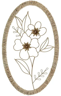 Metall-Wanddeko oval, natürliche Töne, 36x2x60 cm