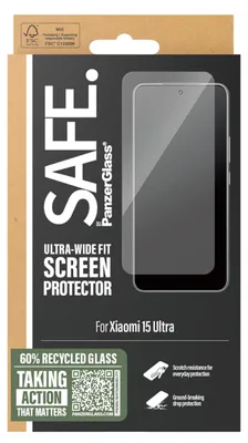 Produktbild von PanzerGlass SAFE. by ® Displayschutz Xiaomi 15 Ultra | Ultra-Wide Fit, Xiaomi, Xiaomi - 15 Ultra, Trockene Anwendung, Kratzresistent, Schockresistent, Transparent, 1 Stück(e)