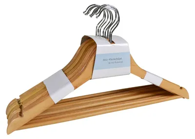 Image de Lot de 8 cintres en bois avec entretoise Cintres jupes Cintres pantalons Cintres penderie
