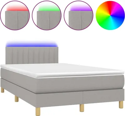 Immagine prodotto di vidaXL Letto a molle con materasso e LED in tessuto grigio chiaro 120x200 cm