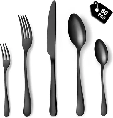 Produktbild von Besteckset 60-teilig, schwarz, für Küche