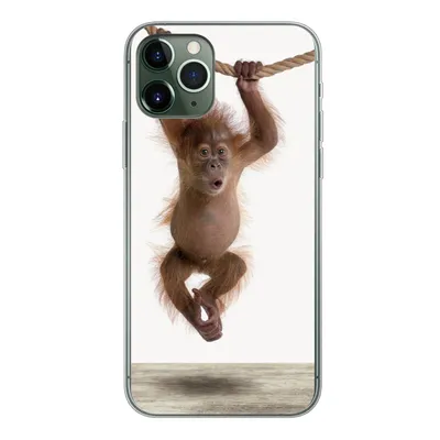 Produktbild von MuchoWow® Handyhülle Schutzhülle Hülle für iPhone 11 Pro Affe - Tiere - Kinder - Orang Utan - Jungen - Mädchen Silikon Softcase Handy Hülle - Handy