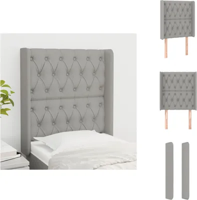 Produktbild von vidaXL Kopfteil mit Ohren Hellgrau 83x16x118/128 cm Stoff -  Kopf- & Fußenden